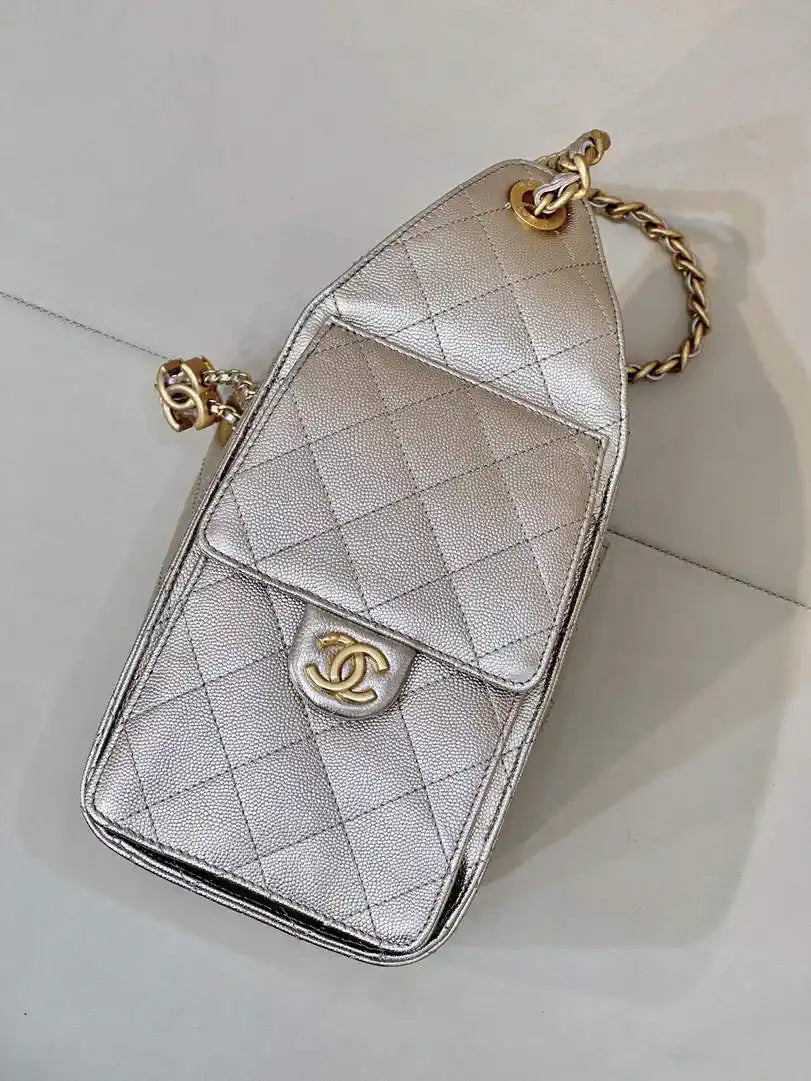 Chanel AS5293 Small Hobo Calfskin & Gold-Tone Metal Light Gold