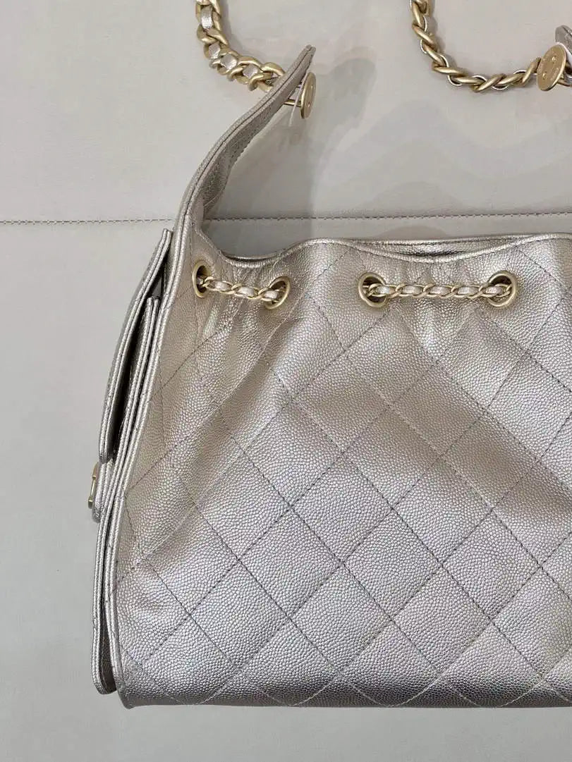 Chanel AS5293 Small Hobo Calfskin & Gold-Tone Metal Light Gold