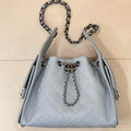 Chanel AS5293 Small Hobo Calfskin & Gold-Tone Metal Light Gray