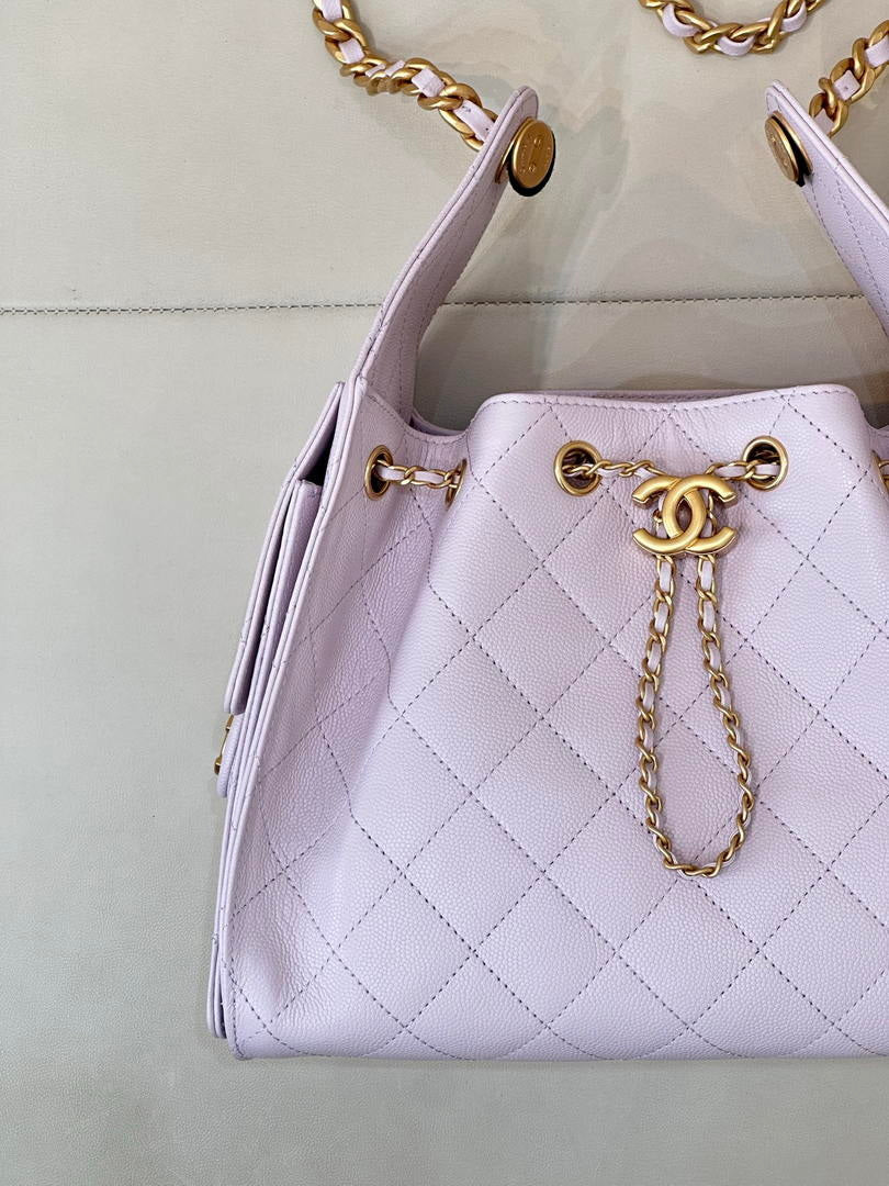 Chanel AS5293 Small Hobo Calfskin & Gold-Tone Metal Light Purple