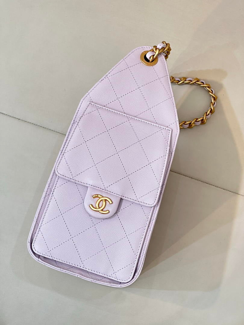 Chanel AS5293 Small Hobo Calfskin & Gold-Tone Metal Light Purple