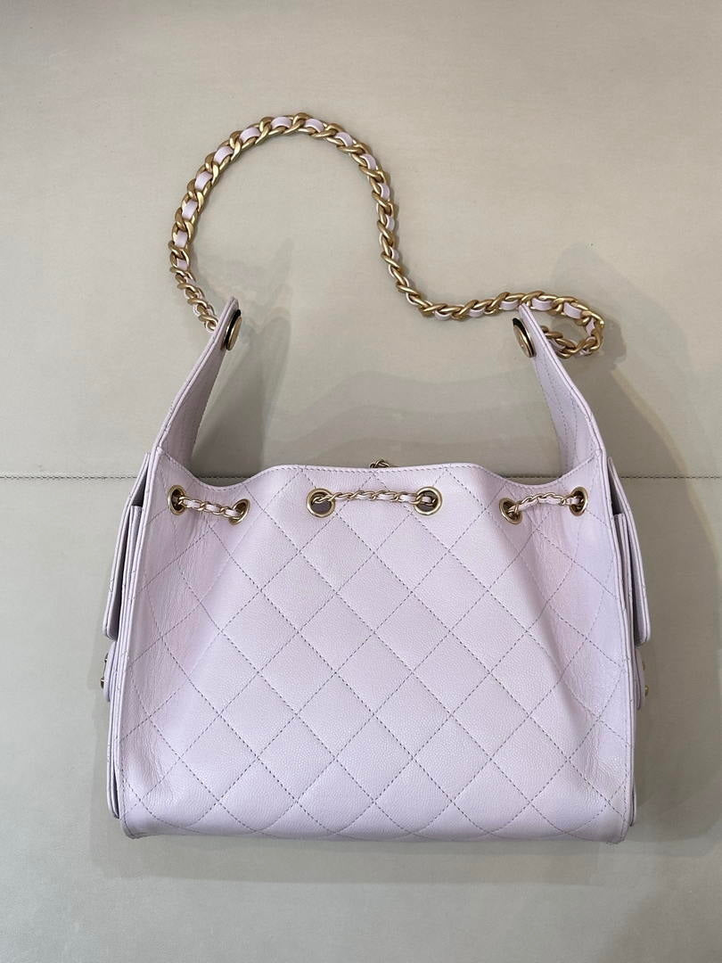 Chanel AS5293 Small Hobo Calfskin & Gold-Tone Metal Light Purple