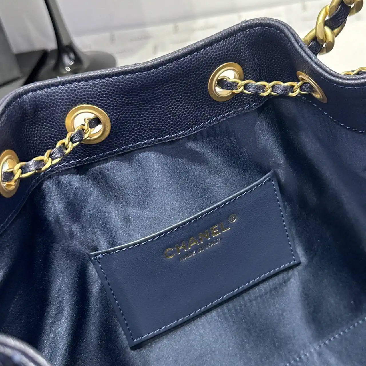 Chanel AS5293 Small Hobo Calfskin & Gold-Tone Metal Dark Blue
