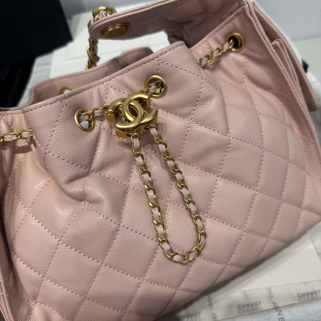 Chanel AS5293 Small Hobo Calfskin & Gold-Tone Metal Pink