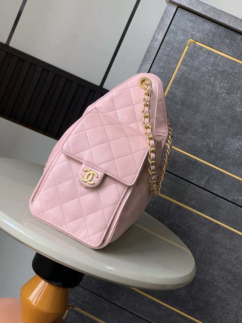 Chanel AS5293 Small Hobo Calfskin & Gold-Tone Metal Pink