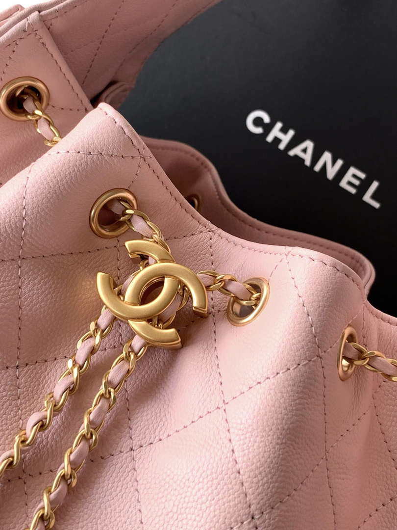 Chanel AS5293 Small Hobo Calfskin & Gold-Tone Metal Pink