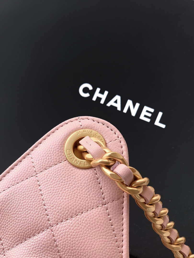 Chanel AS5293 Small Hobo Calfskin & Gold-Tone Metal Pink