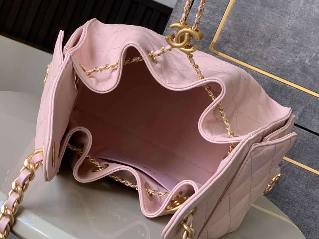 Chanel AS5293 Small Hobo Calfskin & Gold-Tone Metal Pink
