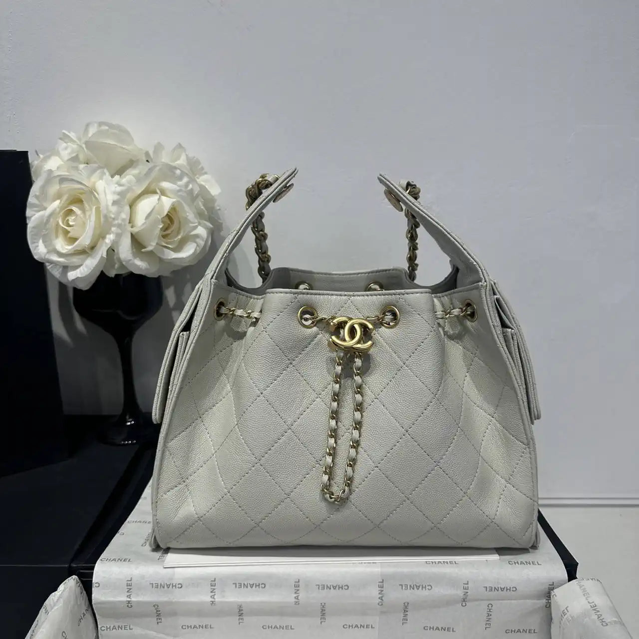 Chanel AS5293 Small Hobo Calfskin & Gold-Tone Metal Putty