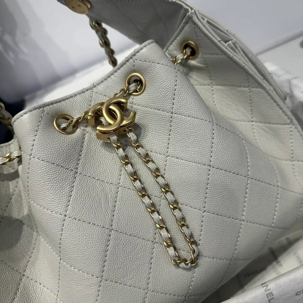 Chanel AS5293 Small Hobo Calfskin & Gold-Tone Metal Putty