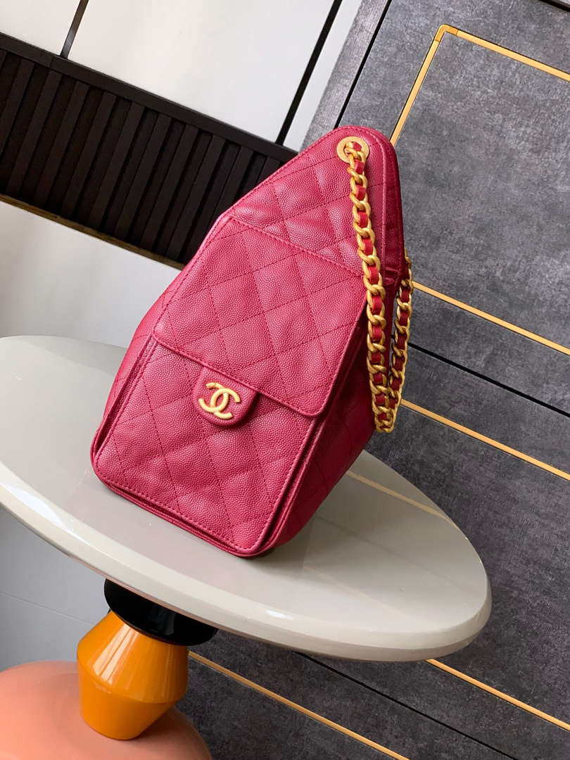 Chanel AS5293 Small Hobo Calfskin & Gold-Tone Metal Red