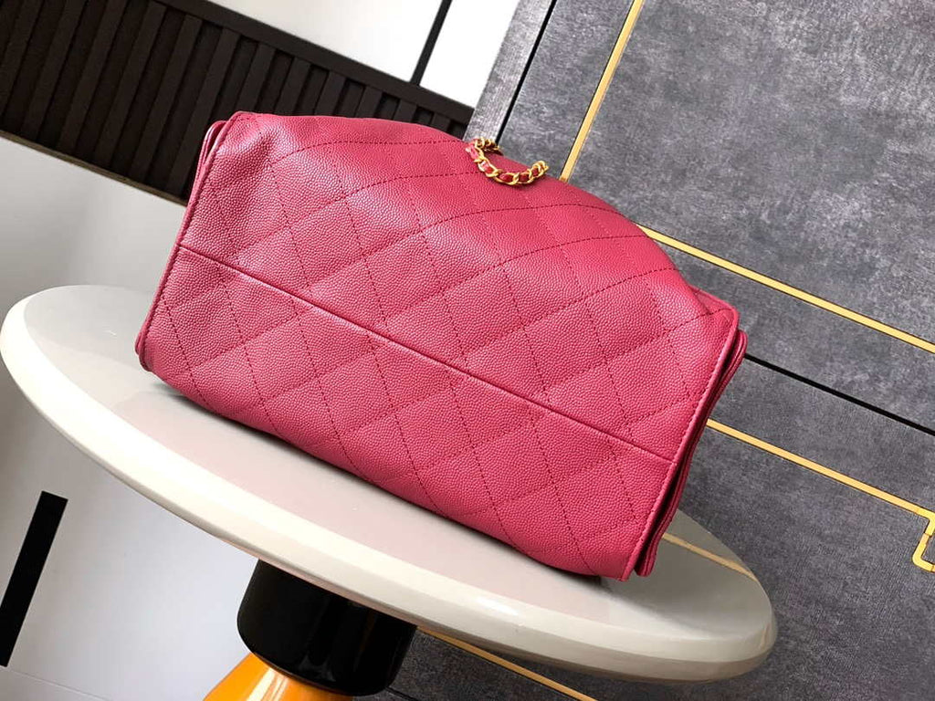 Chanel AS5293 Small Hobo Calfskin & Gold-Tone Metal Red