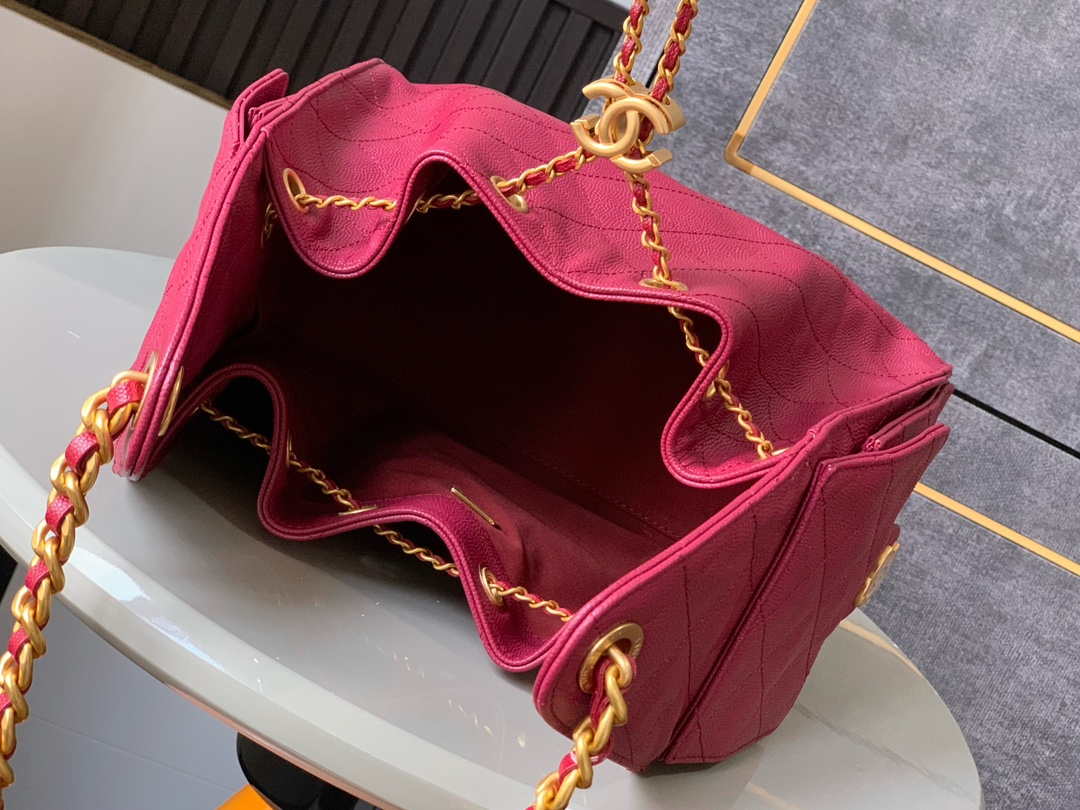 Chanel AS5293 Small Hobo Calfskin & Gold-Tone Metal Red