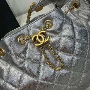 Chanel AS5293 Small Hobo Calfskin & Gold-Tone Metal Silver - Default Title - View 2