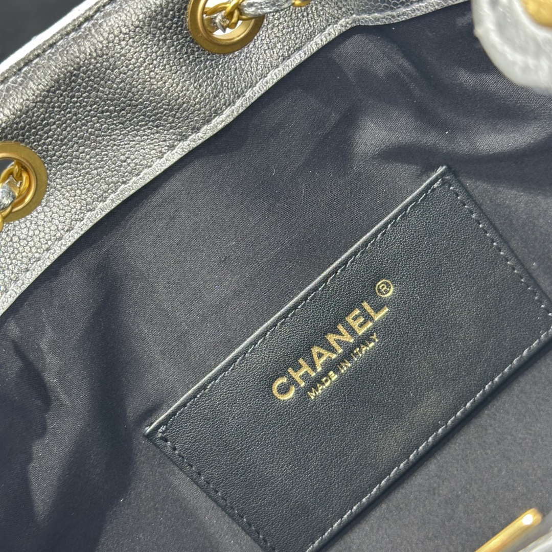 Chanel AS5293 Small Hobo Calfskin & Gold-Tone Metal Silver - Default Title - View 8