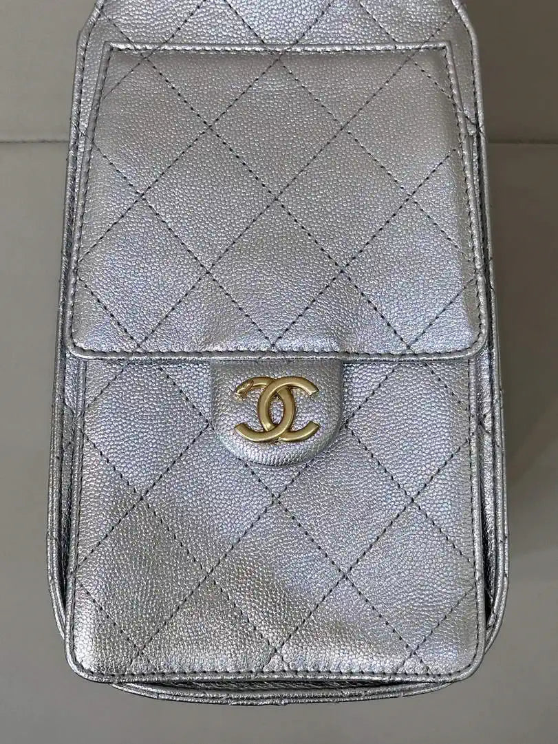 Chanel AS5293 Small Hobo Calfskin & Gold-Tone Metal Silver
