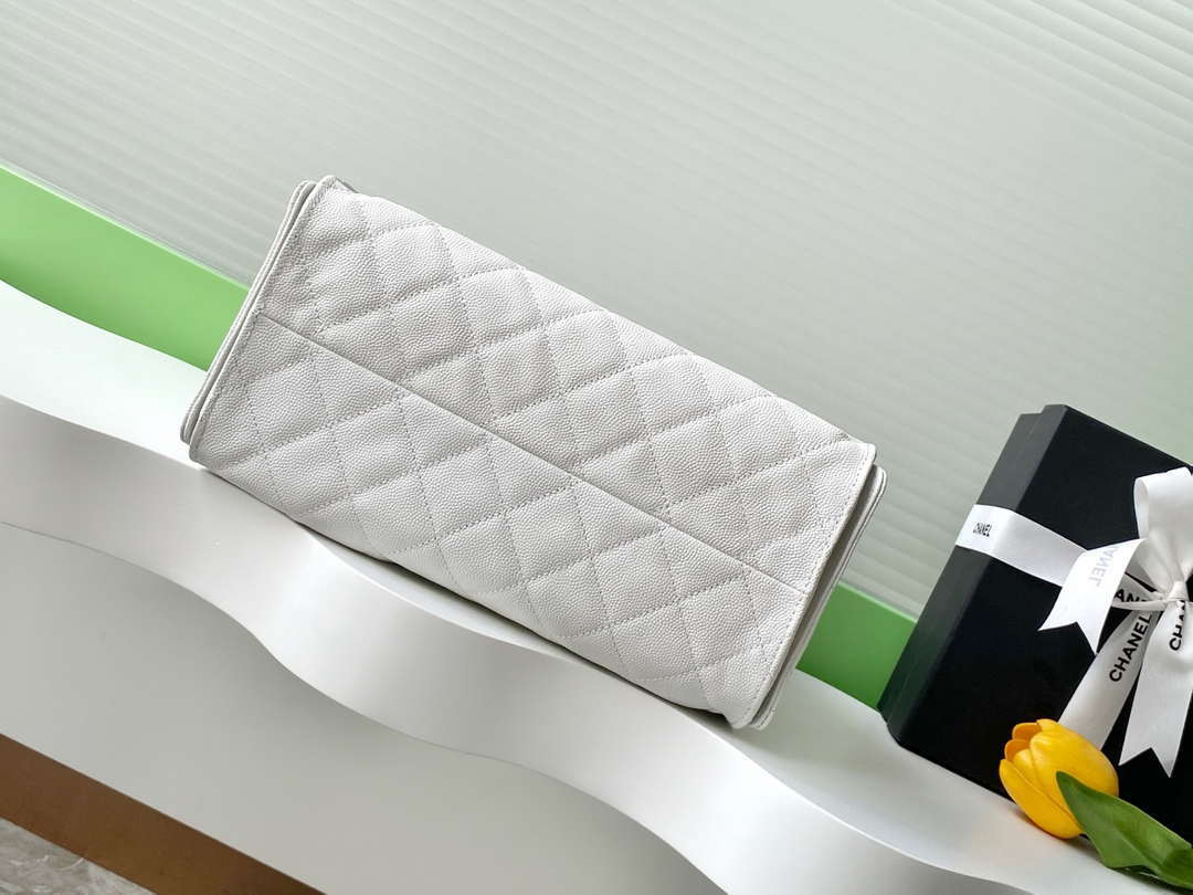 Chanel AS5293 Small Hobo Calfskin & Gold-Tone Metal White