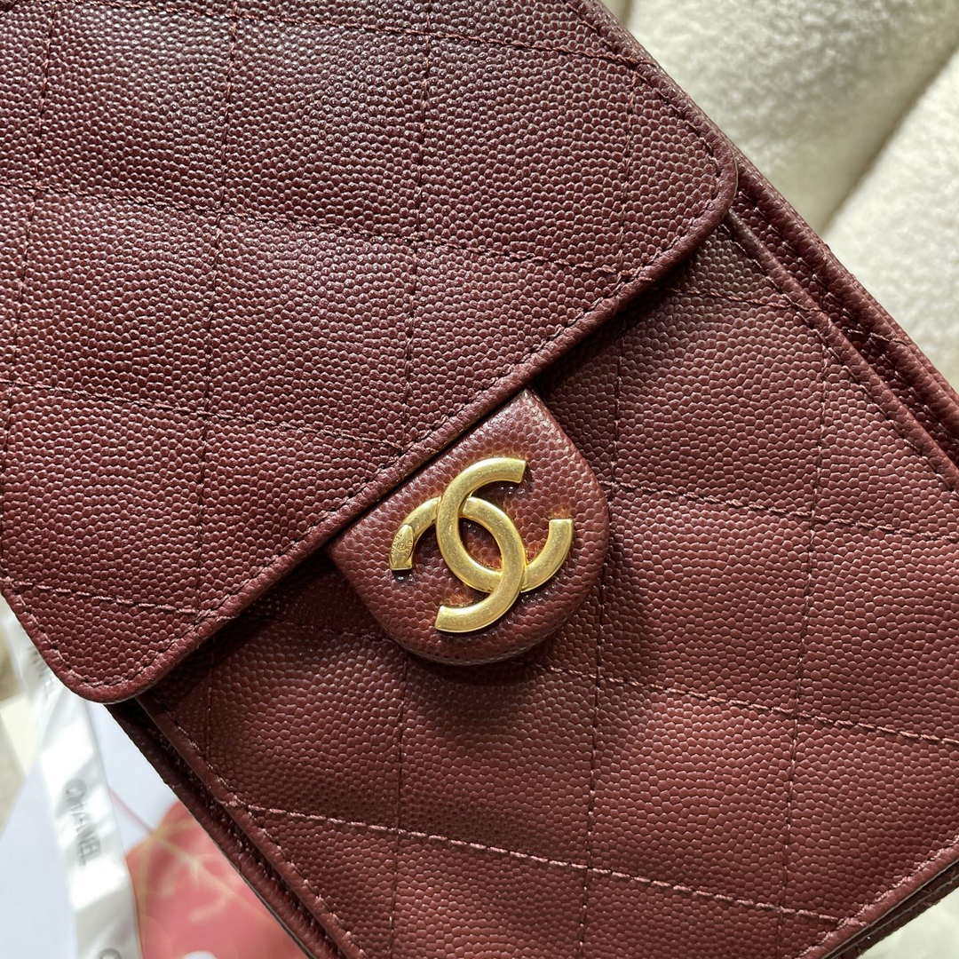 Chanel AS5293 Small Hobo Calfskin & Gold-Tone Metal Wine Red - Default Title - View 6