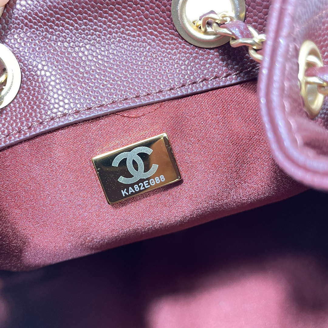 Chanel AS5293 Small Hobo Calfskin & Gold-Tone Metal Wine Red