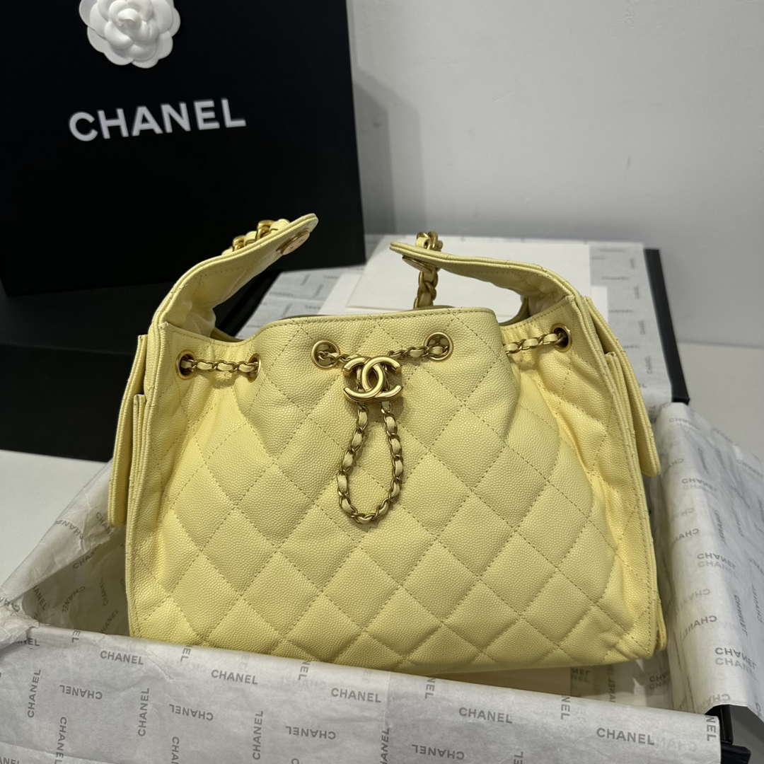 Chanel AS5293 Small Hobo Calfskin & Gold-Tone Metal Yellow