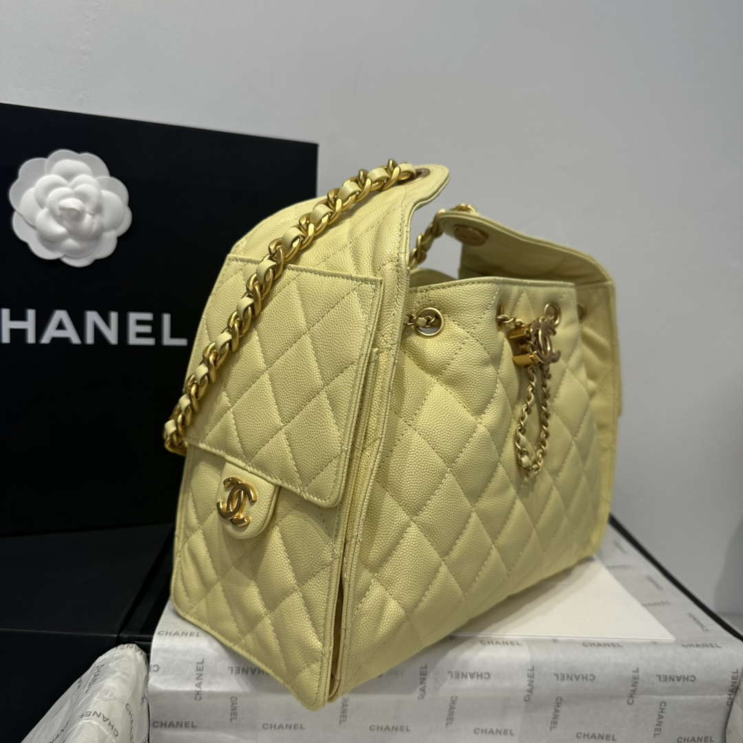 Chanel AS5293 Small Hobo Calfskin & Gold-Tone Metal Yellow