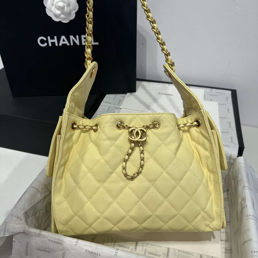 Chanel AS5293 Small Hobo Calfskin & Gold-Tone Metal Yellow - Default Title - View 5
