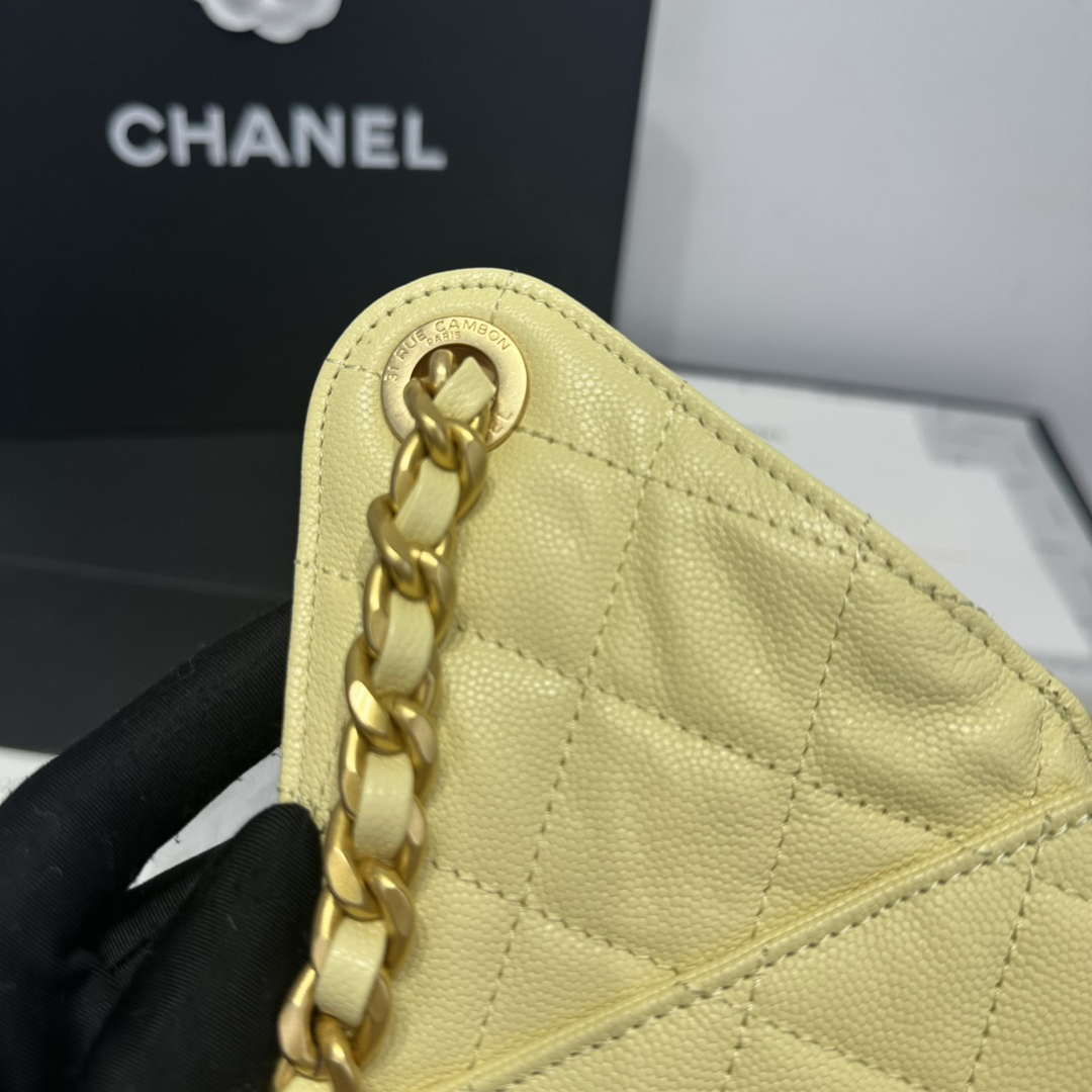 Chanel AS5293 Small Hobo Calfskin & Gold-Tone Metal Yellow