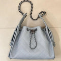 Chanel AS5293 Small Hobo  Calfskin & Retro Hardware  Metal Light Blue
