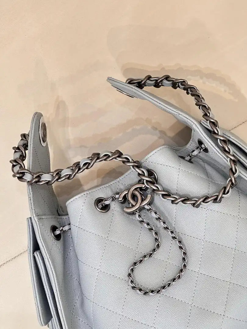 Chanel AS5293 Small Hobo  Calfskin & Retro Hardware  Metal Light Blue