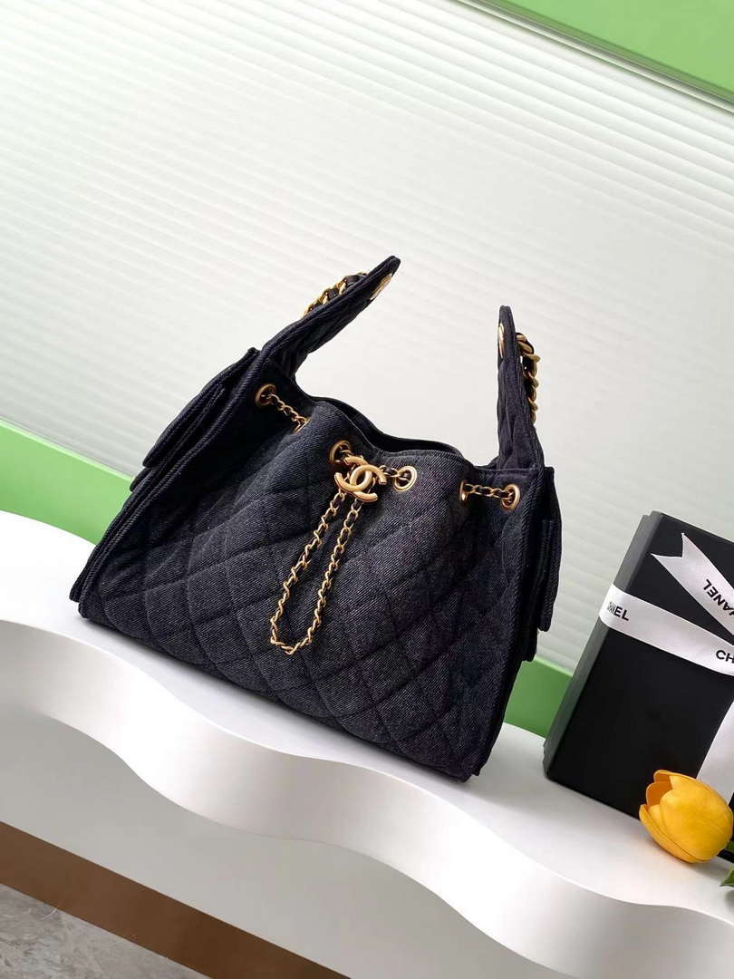 Chanel AS5293 Small Hobo Canvas & Gold-Tone Metal Black - Default Title - View 1