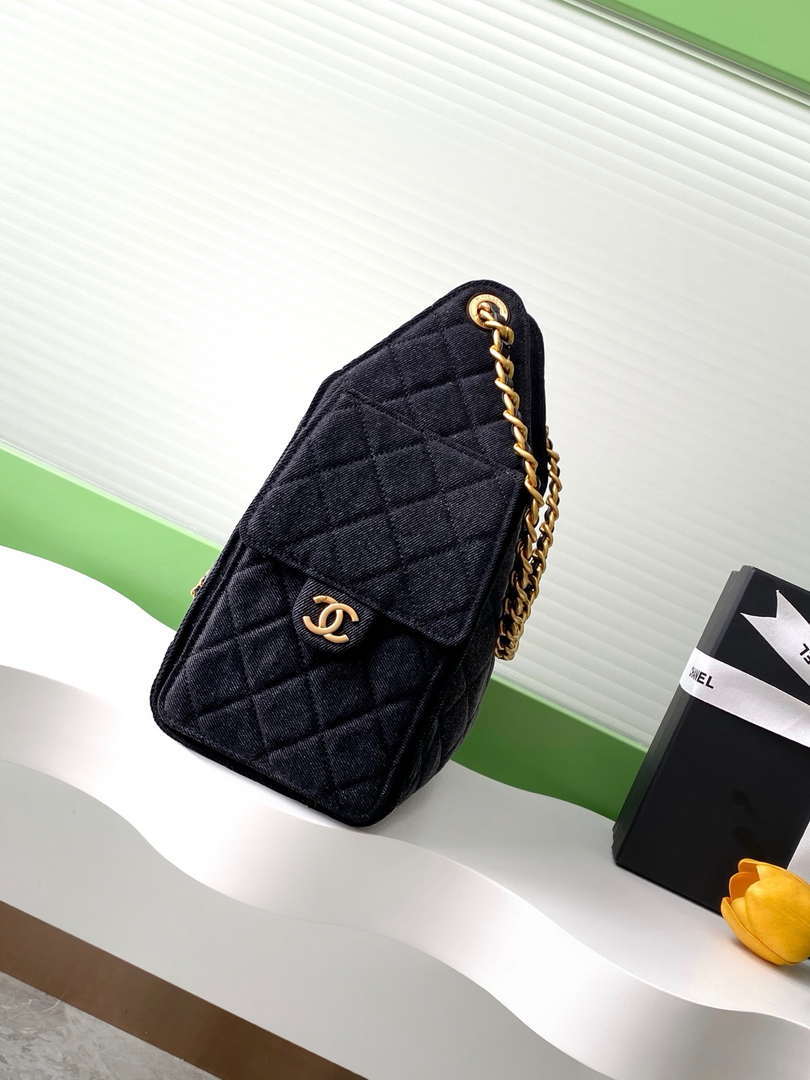Chanel AS5293 Small Hobo Canvas & Gold-Tone Metal Black - Default Title - View 2
