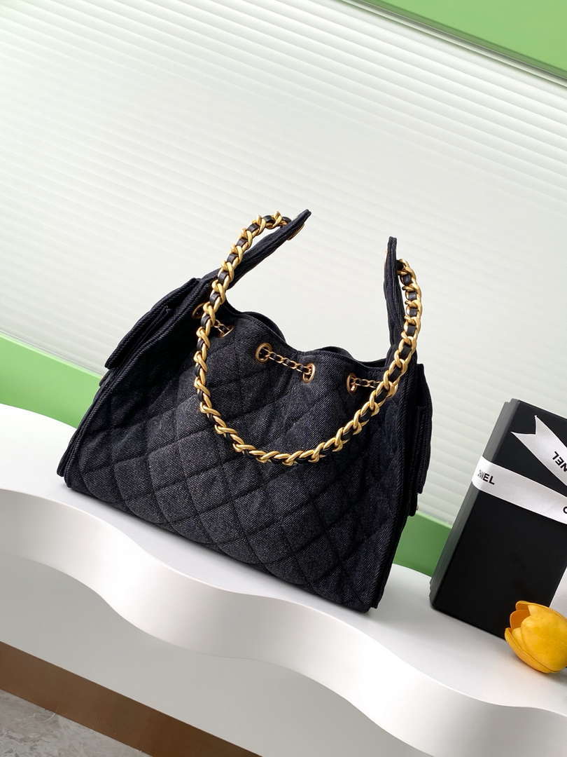 Chanel AS5293 Small Hobo Canvas & Gold-Tone Metal Black - Default Title - View 3