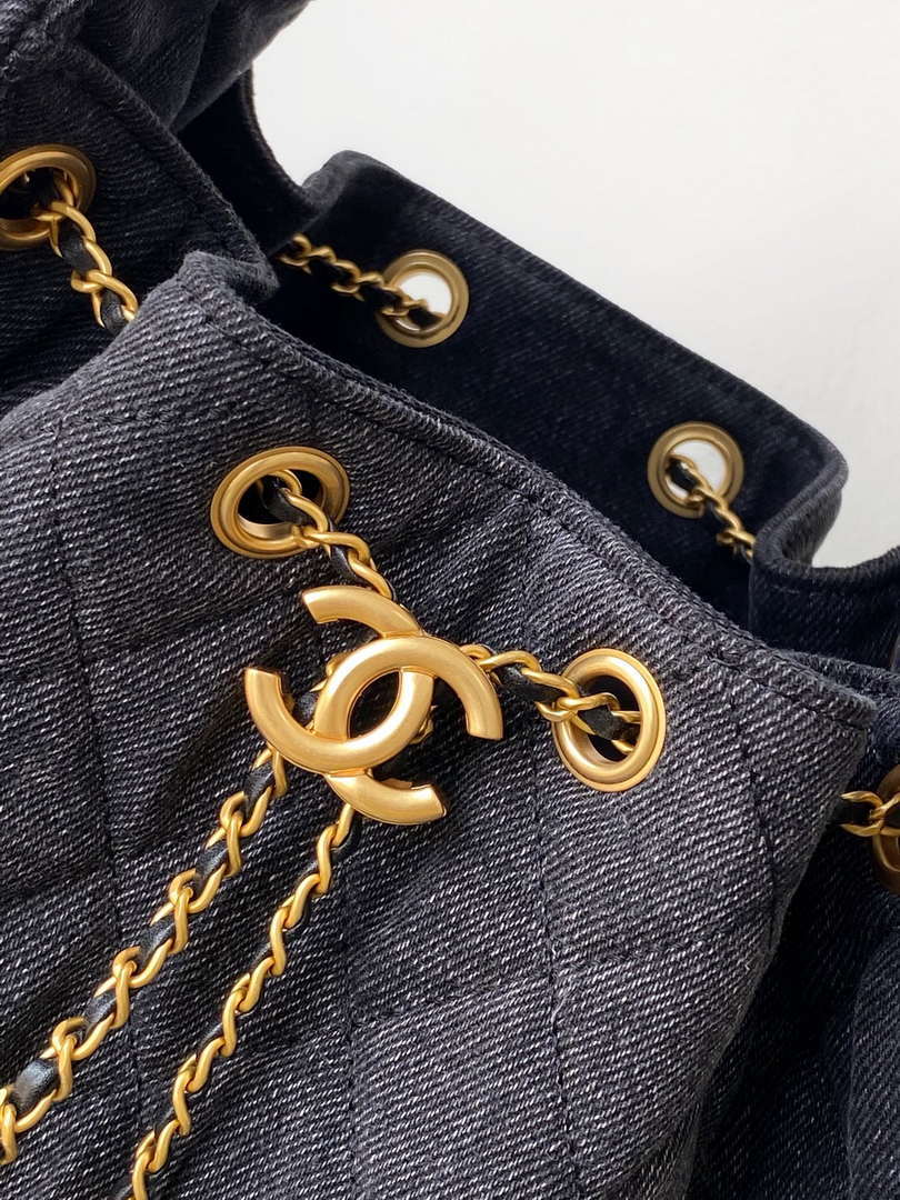 Chanel AS5293 Small Hobo Canvas & Gold-Tone Metal Black