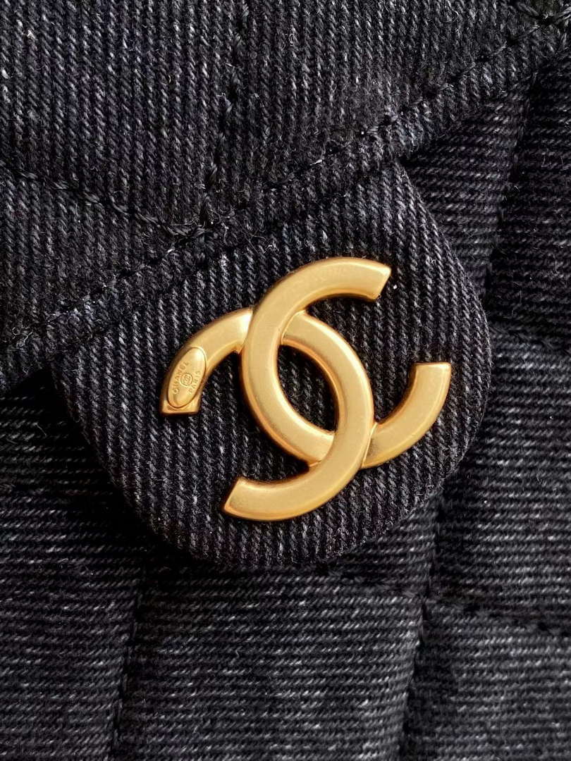 Chanel AS5293 Small Hobo Canvas & Gold-Tone Metal Black