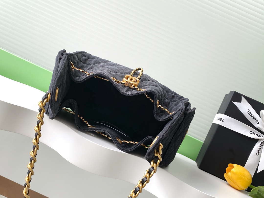 Chanel AS5293 Small Hobo Canvas & Gold-Tone Metal Black - Default Title - View 8