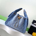 Chanel AS5293 Small Hobo Canvas & Gold-Tone Metal Denim Blue - Default Title - View 1