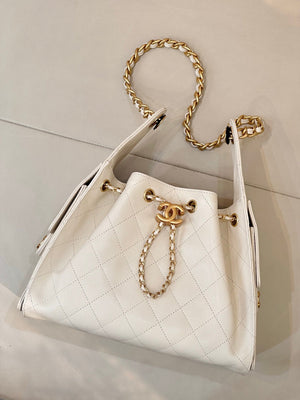 Chanel AS5293 Small Hobo Handbag Calfskin & Gold-Tone Metal  Beige - Default Title - View 2