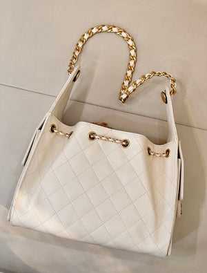 Chanel AS5293 Small Hobo Handbag Calfskin & Gold-Tone Metal  Beige - Default Title - View 6