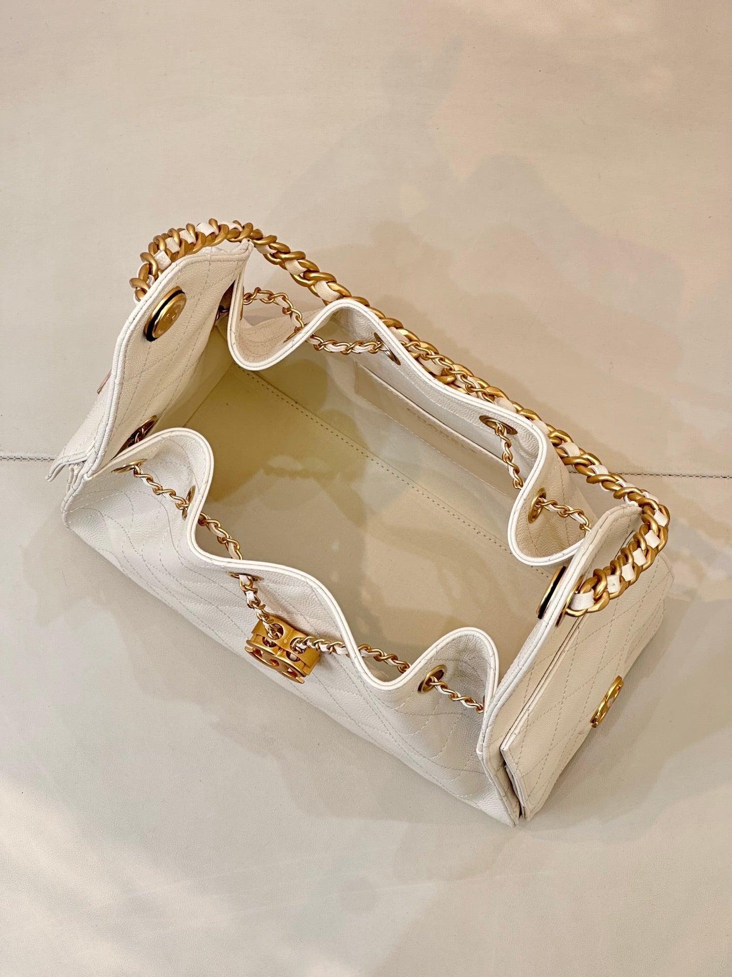 Chanel AS5293 Small Hobo Handbag Calfskin & Gold-Tone Metal  Beige - Default Title - View 9