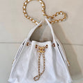 Chanel AS5293 Small Hobo Handbag Calfskin & Gold-Tone Metal  White