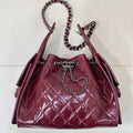 Chanel AS5293 Small Hobo Lambskin & Black Silver-Tone Metal  Wine Red - Default Title - View 1