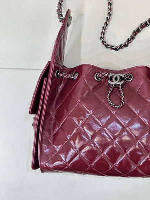 Chanel AS5293 Small Hobo Lambskin & Black Silver-Tone Metal  Wine Red - Default Title - View 2