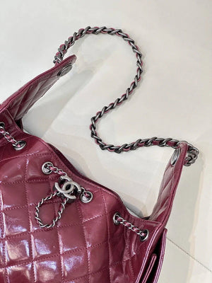 Chanel AS5293 Small Hobo Lambskin & Black Silver-Tone Metal  Wine Red - Default Title - View 3