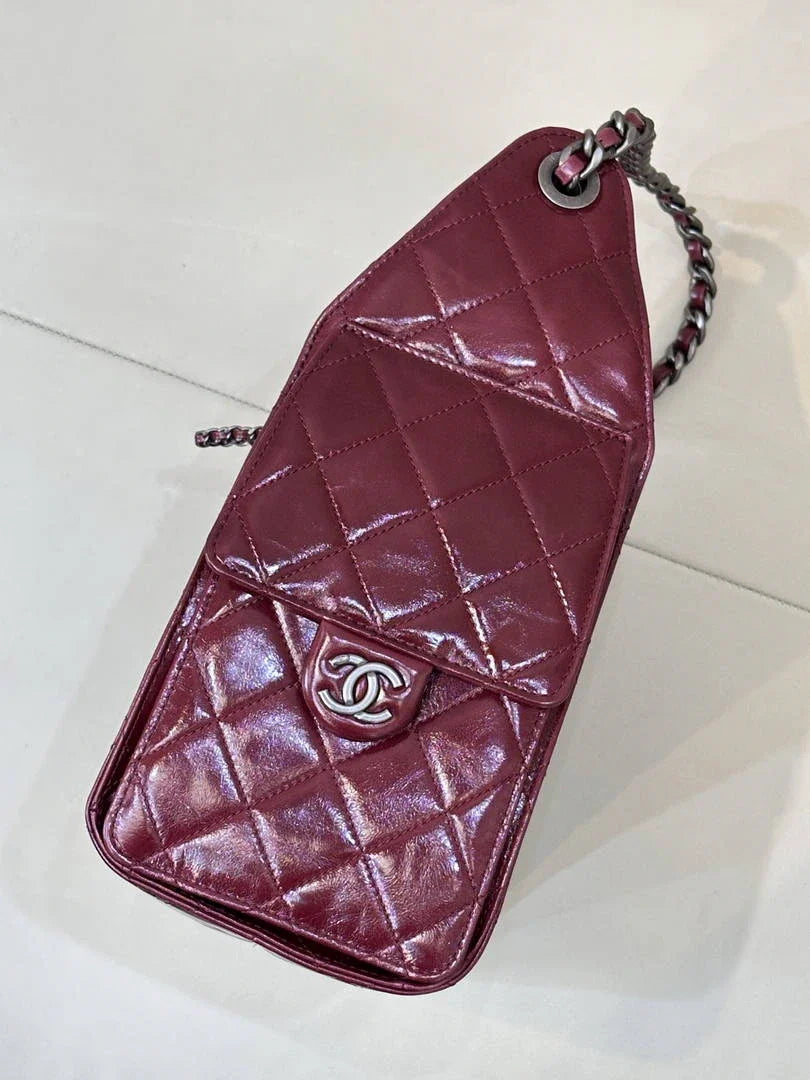 Chanel AS5293 Small Hobo Lambskin & Black Silver-Tone Metal  Wine Red - Default Title - View 4