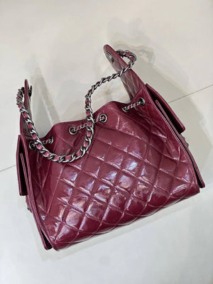 Chanel AS5293 Small Hobo Lambskin & Black Silver-Tone Metal  Wine Red - Default Title - View 5