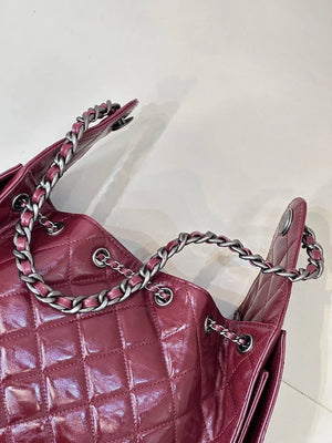 Chanel AS5293 Small Hobo Lambskin & Black Silver-Tone Metal  Wine Red - Default Title - View 6