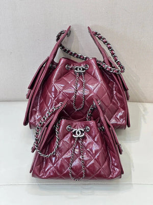 Chanel AS5293 Small Hobo Lambskin & Black Silver-Tone Metal  Wine Red - Default Title - View 10
