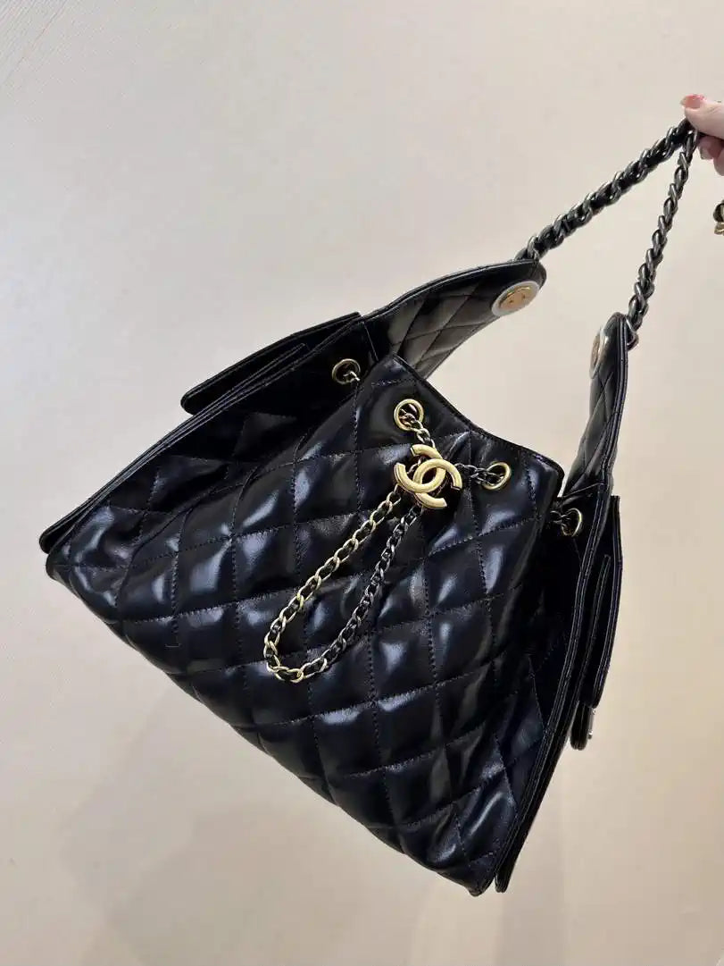 Chanel AS5293 Small Hobo Lambskin & Gold-Tone Metal Light Gold