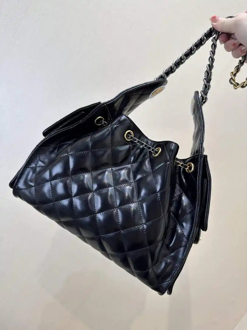 Chanel AS5293 Small Hobo Lambskin & Gold-Tone Metal Light Gold