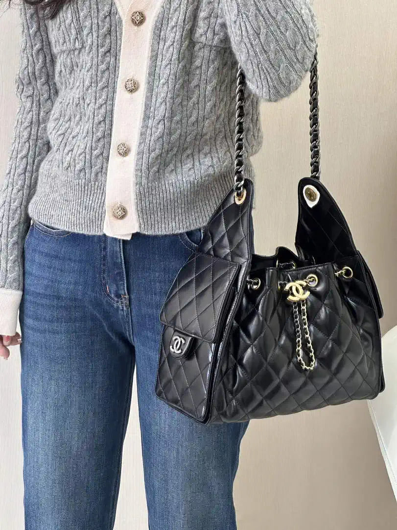 Chanel AS5293 Small Hobo Lambskin & Gold-Tone Metal Light Gold